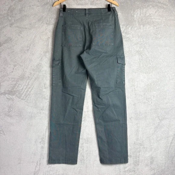 American Eagle Cargo Pants Gray Green High Rise Straight Leg Stretch Sz 6 NWOT - Picture 2 of 8